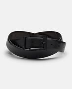 Mens Black/Brown Leather Belt With Pin Buckle